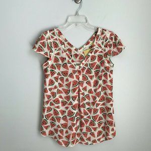 Maeve Anthropologie Watermelon Picnic Days Top